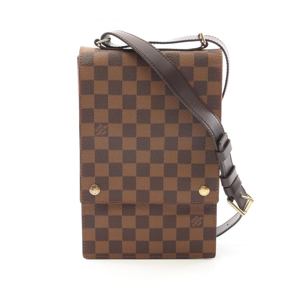 Louis Vuitton Portobello Shoulder Bag Canvas Leather Damier Brown